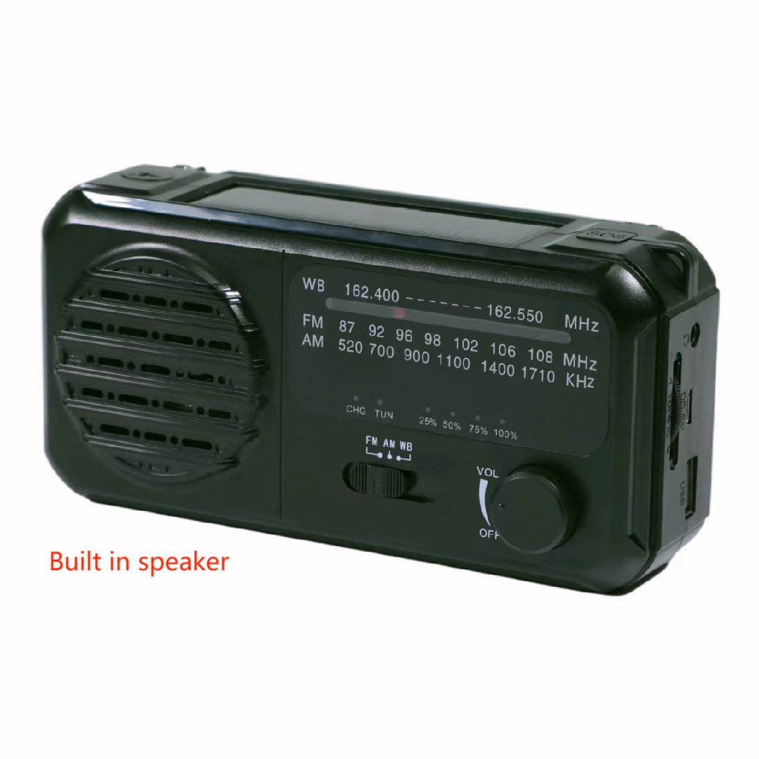 Flashlight solar panel radio 3 bands am fm wb with hand crank dynamo radio