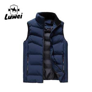 China Customized Design Solid Warm Outwear Zip Sleeveless Utility Slim Cotton Quilted Waistcoat Men Plus Size Vest wholesale