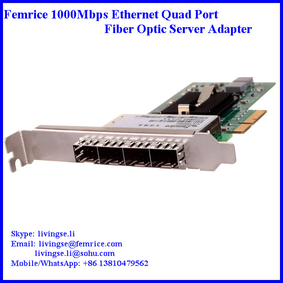 Femrice 1000Mbps Quad Port Network Card, SFP Slot Server NIC Network Card, LC Fiber