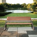 Outdoor Modern Design Backrest Bench Stainless Steel Wooden Bench Garden Park
