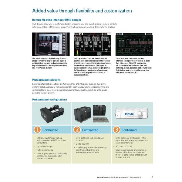 Eaton Power Xpert 9395 600KVA 675KVA 750KVA 825KVA 900KVA 1000KVA 1100KVA 1200KVA 3 phase online ups power supply systems