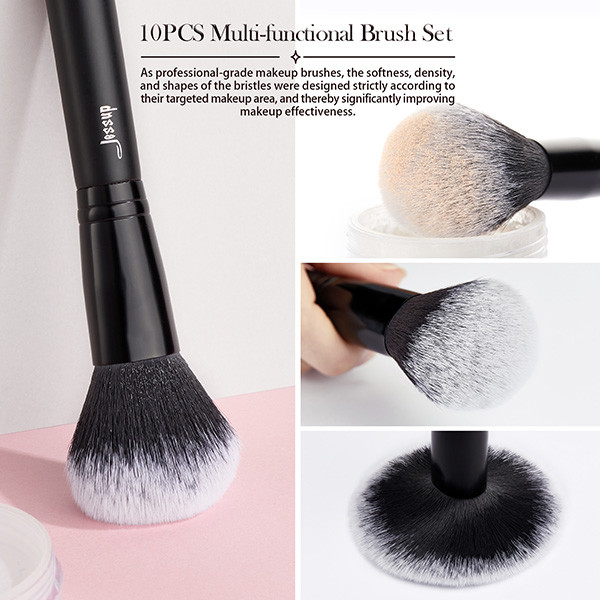 Jessup 10pcs Natural / Synthetic Hair Essential Makeup Brushes Set