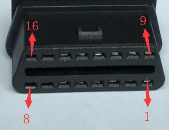 16 Pin OBD 2 OBD2 OBDII Female Connector With Right Angle Pins Bent Towards the Wide Side