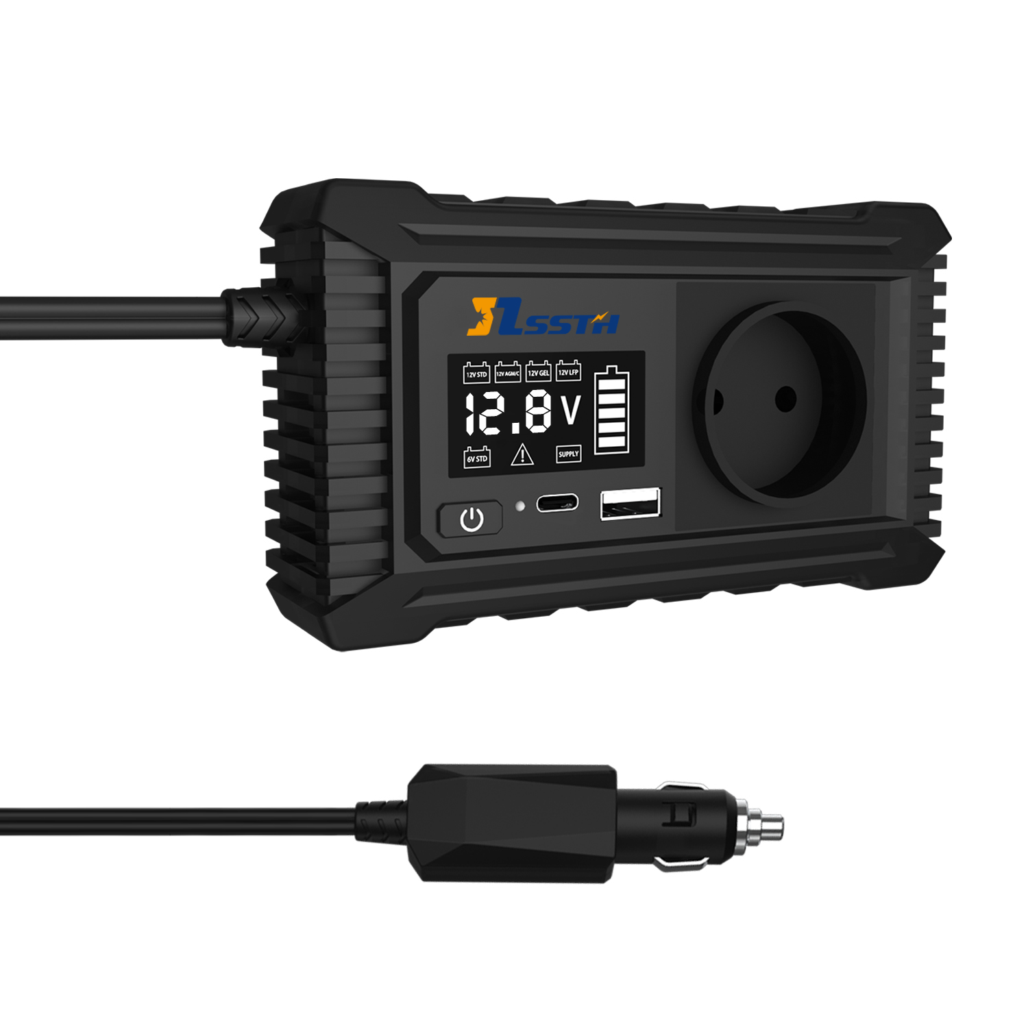 SZSSTH Inversor EU USA Universal Socket GaN PD Fast Charger Car Power Inverter 12V 220V 2 AC Outlets USB 150W Car Inverter