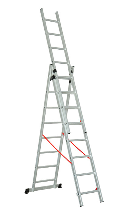 Customized 6063 Aluminum Extension Ladder 3x8 Total Length 489cm