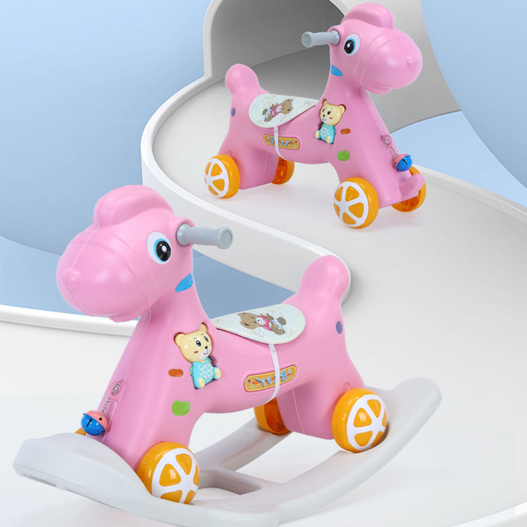 2 to 4 Year Old Boys Girls PVC Rocking Horse Toddler Ride-on Toy for Baby Nursery Child Birthday Gift and Durable