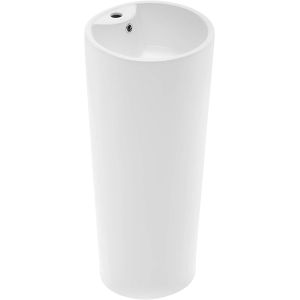 China Glossy White Ceramic Pedestal Bathroom Sinks With Chrome Finish Overflow wholesale