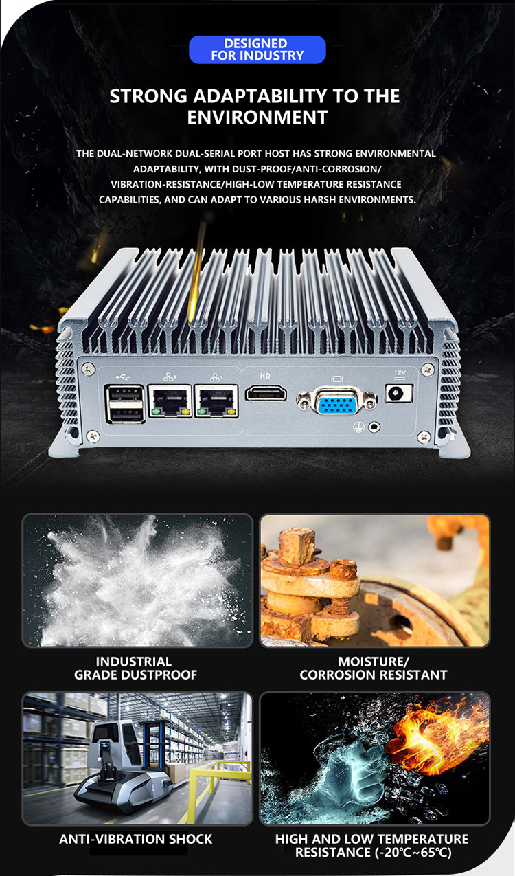 Pocket Desktop Mini Computer Celeron J4125 I5-4200U 4core DDR4 Dual LAN HD VGA 6RS232