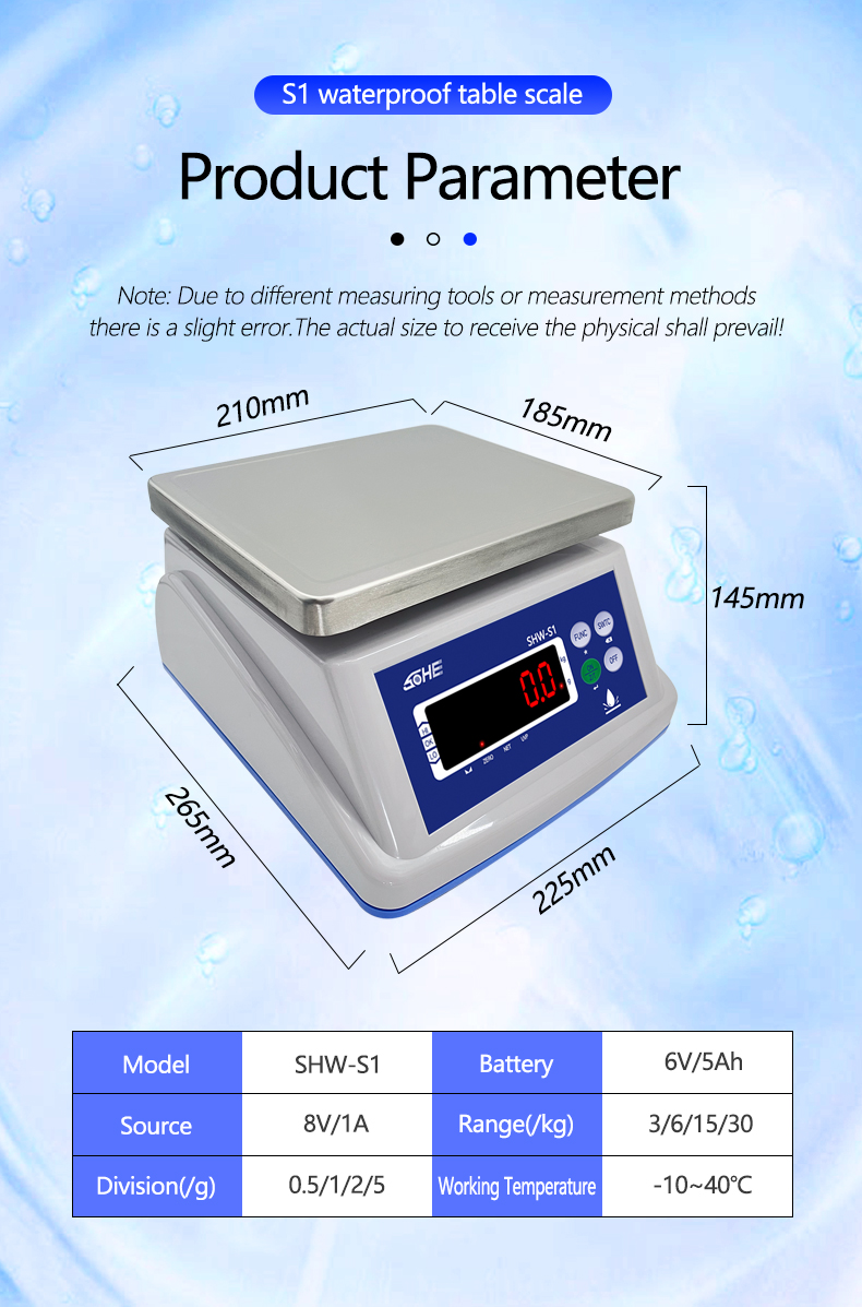 8V/1A Power Supply Waterproof Scale with Dual Screen Display and Precision Sensor