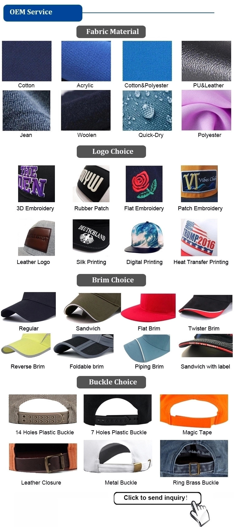 Men Panel PVC Rubber Patch 58cm Printed Baseball Caps
