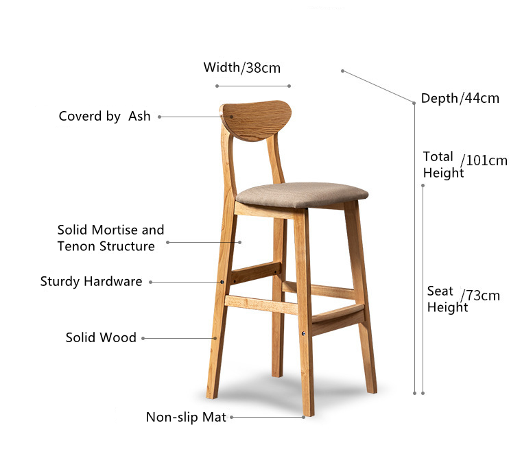 Contemporary Design Style Wooden Bar Chair Stools for High Table in Living Room