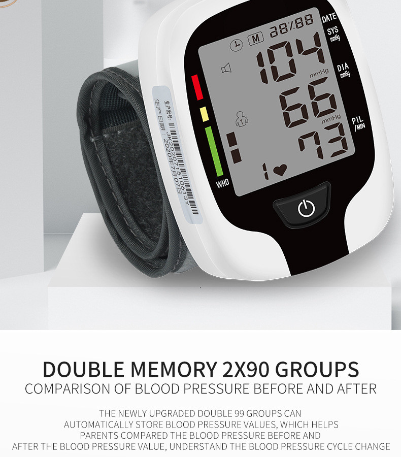 Home Wrist Electronic Blood Pressure Monitor 0-280mmHG With LCD Large Screen Display