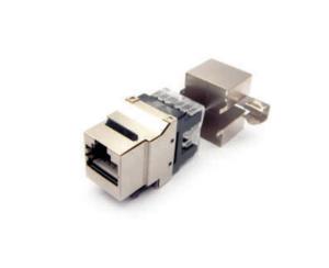 China Toolless CAT6A Shielded Keystone Jack CAT6A Keystone Coupler 180 Degree on sale