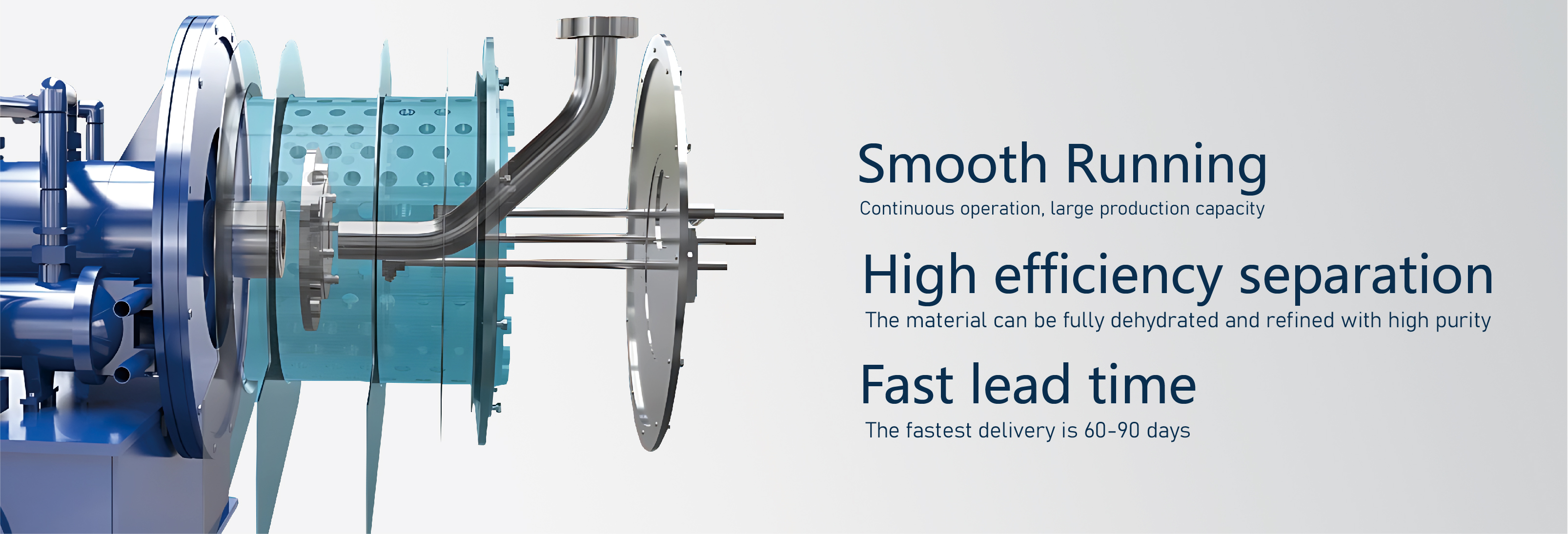 Pusher centrifuge machine used for plastic particles separation