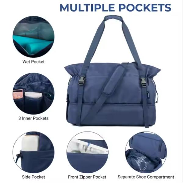 Women's travel backpack for trips, handbag, backpack, with shoe compartment and wet pocket, yoga mat bag, overnight weekend bag