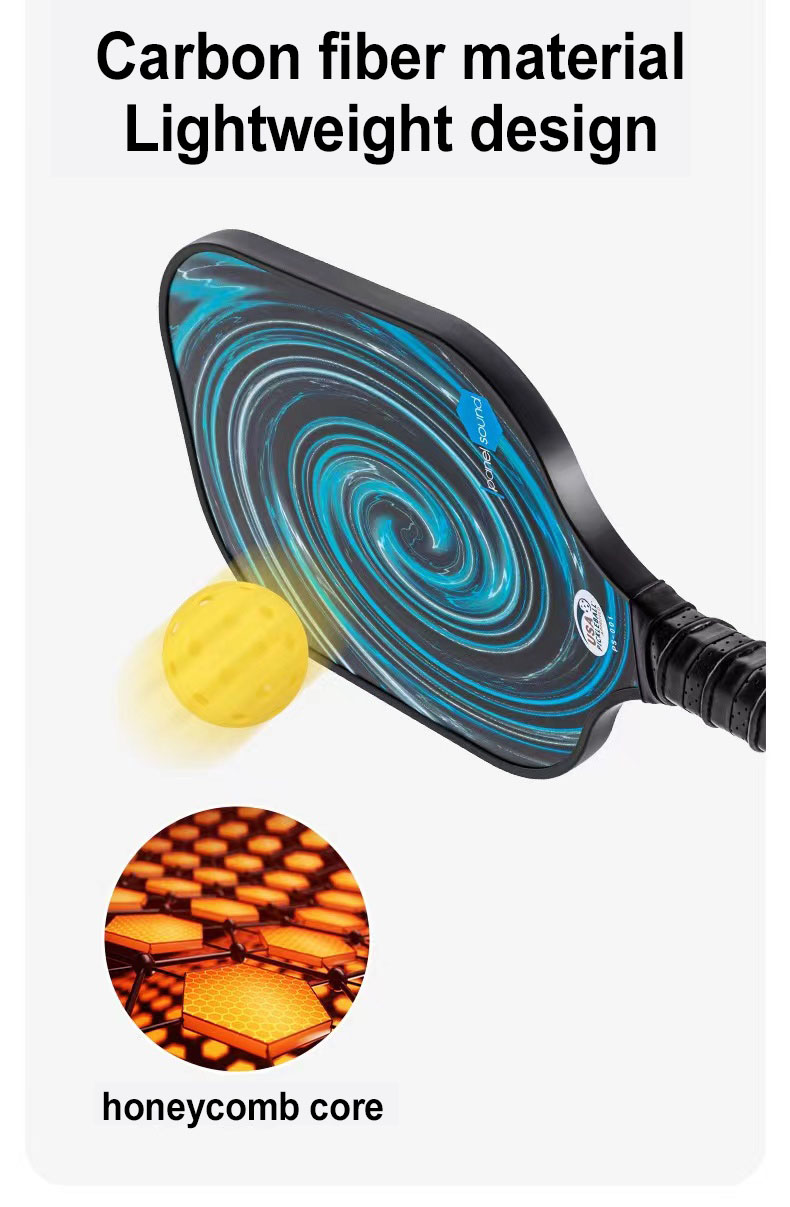 Lightweight Durable Carton Fiber Pickleball Paddles Set Of 4 With Balls And Carry Case