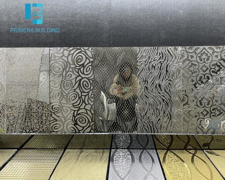 300x600mm 3D Ceramic Tile Polished Glazed With Gold Line Wall Decor
