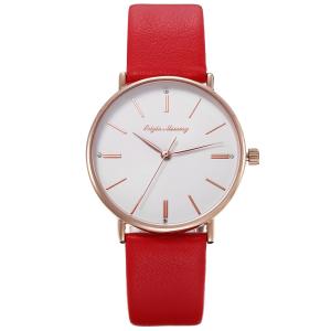 China Red ROHS Analogue Wrist Watch FCC Fashion Ladies Leather Watch 23cm wholesale