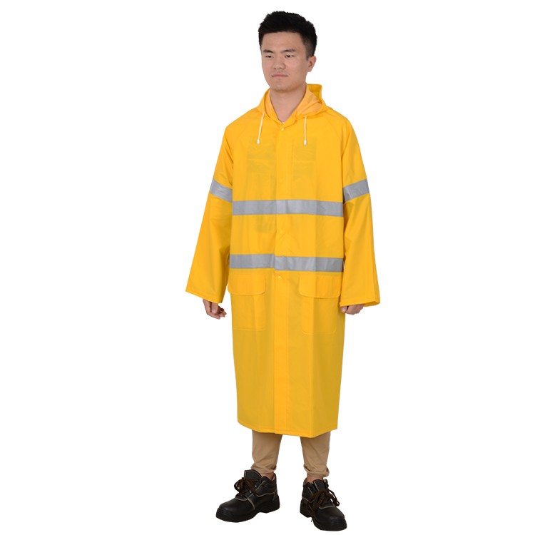 22KG N.W. PVC/ Polyester Rain Gear Hood with High Visible Reflective Safety Rain Coat
