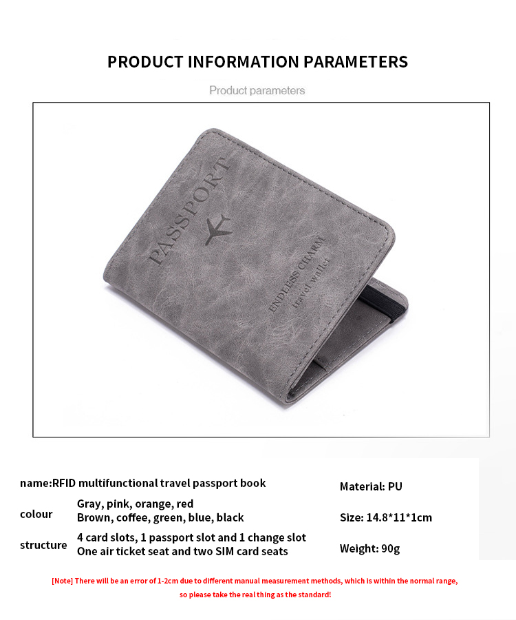 Custom Logo Pu Leather Passport Cover Rfid Blocking Passport Holder Travel Wallet With Card Case