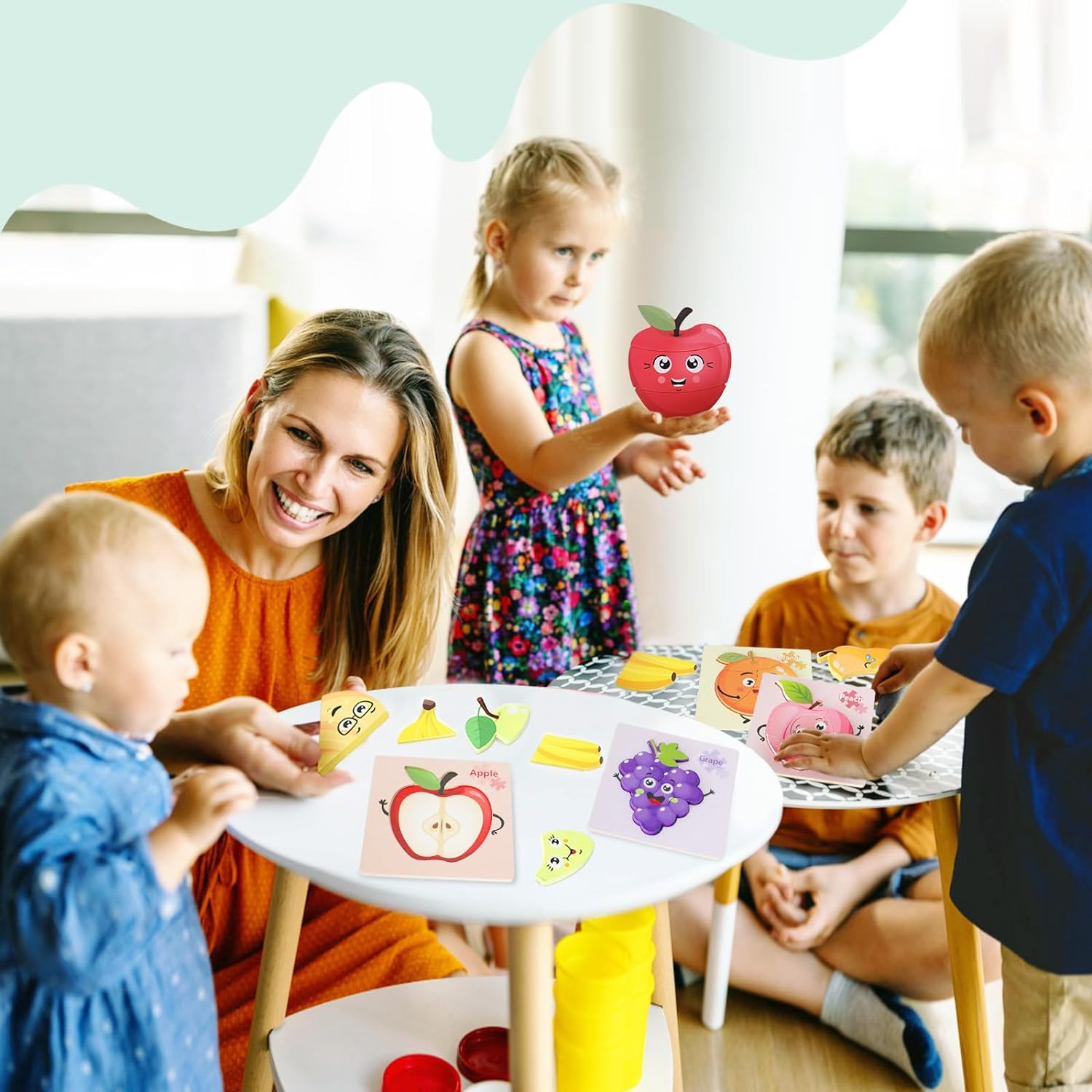 Unisex Wooden Toddler Fruit Jigsaw Puzzles Great for Sensory Development and Learning