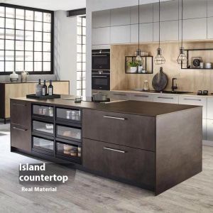 Brown Freestanding Kitchen Island Stainless Steel Kitchen Island Modern Style