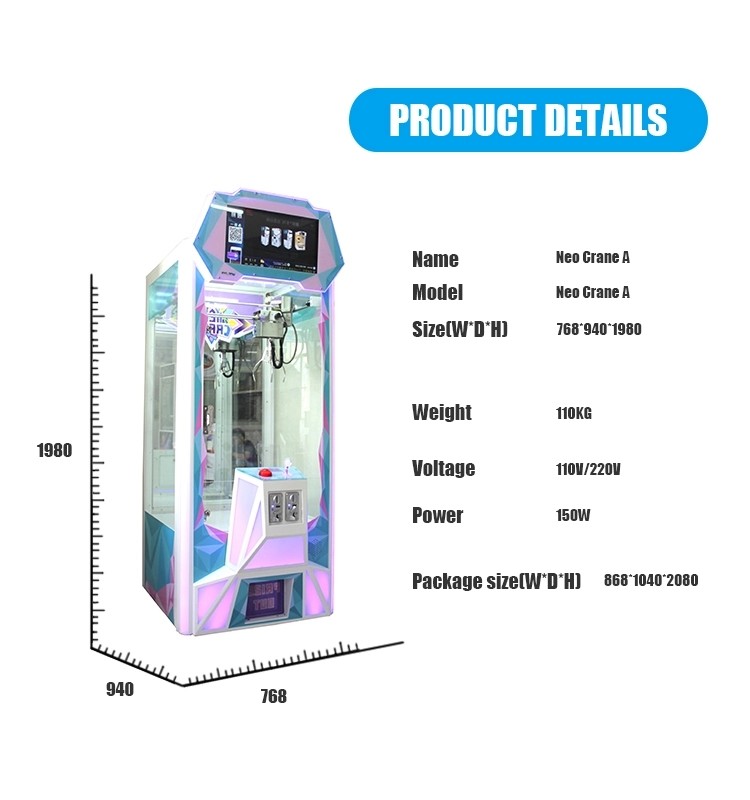 Luxurious Toy Coin Operated Claw Crane Machine 12 Months Warranty