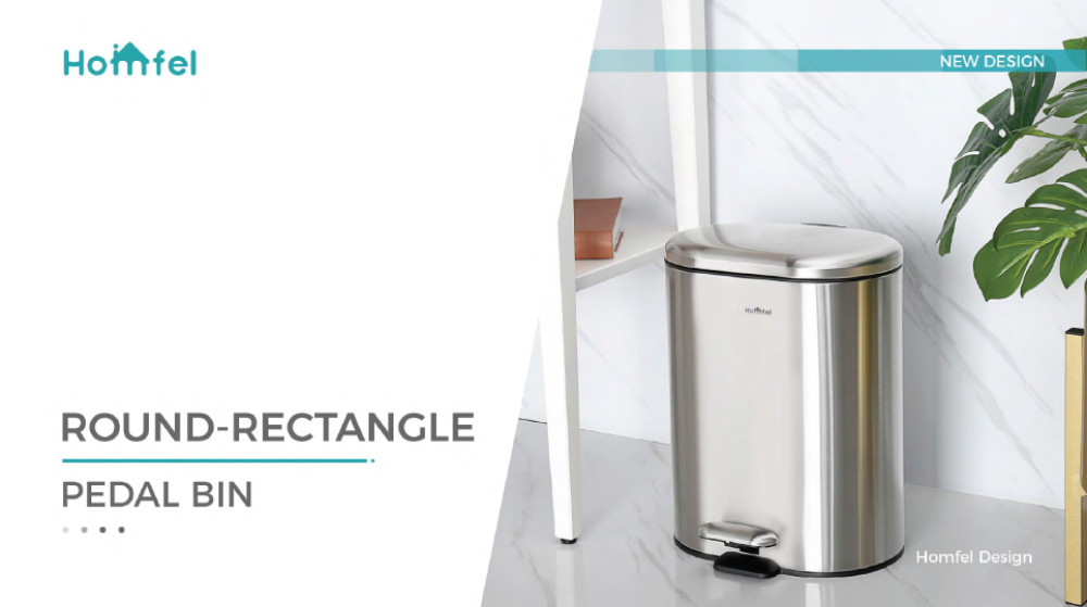 rounded rectangle trash can Stainless Steel Rolling Cover Step Pedal Trash Bin for kitche bathroom Office 6L 12L 30L 50L