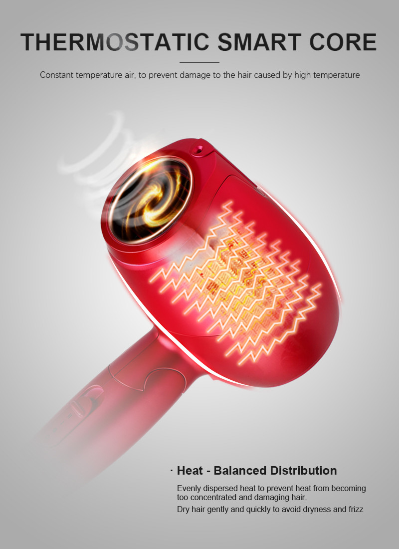 Dual Voltage 110-240V Hair Blow Dryer Travel With Folding Handle