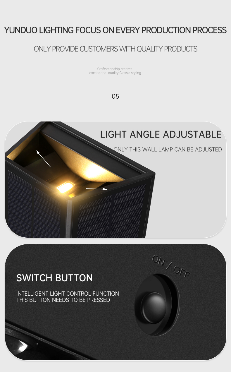 Dusk to Dawn 3.7V 1300mAh Wall Mounted Solar Light Up And Down outdoor lamp