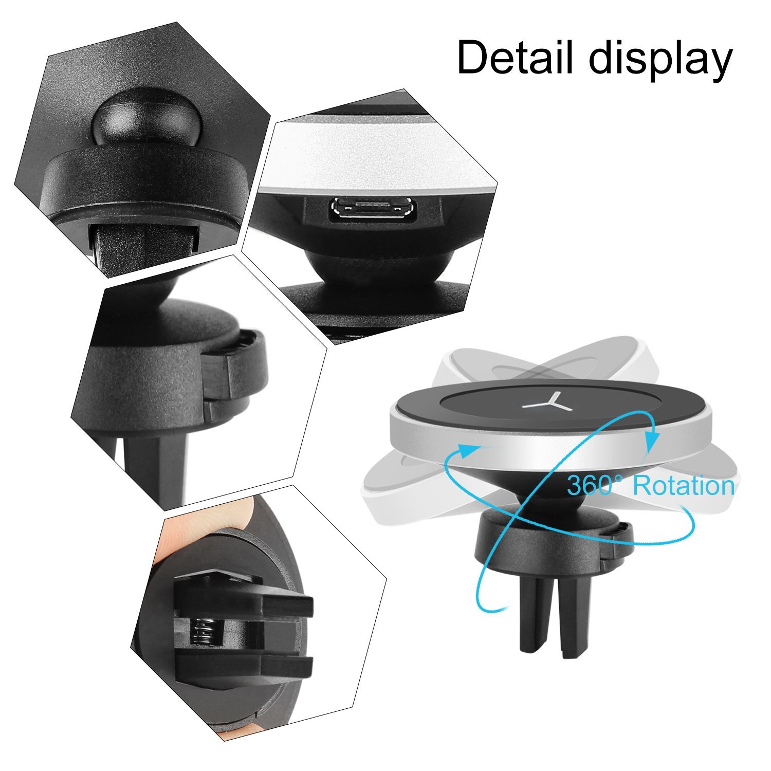 Fast QI 10W Wireless Charging Magnetic Car Mount Holder