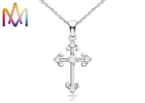 China OEM ODM Cross Zircon Pendant Womens Engraved Necklace wholesale