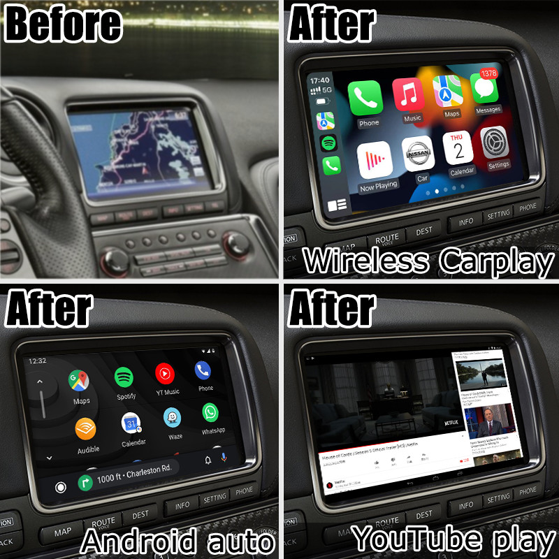 Android 13 8+128 Navigation wireless carplay android auto video interface for Nissan GT-R GTR R35