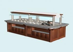 China Wood Structure Marble Stone Hot Buffet Counter, Commercial Buffet Equipment wholesale