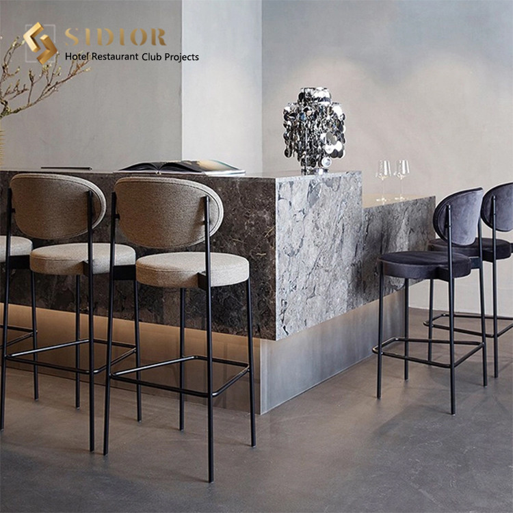 Restaurant Bar Chair, Hotel Bar Stool, Club High Chair, Stool Chair, High Density Foam, PU Leather Upholstery