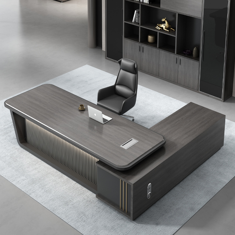 High Tech Black Boss Manager Office Table and Chair Combination for Customer Provided