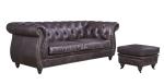 Sofa Living Room Ottoman Vintage Leather Furniture Wheeled Legs Full Handcraft