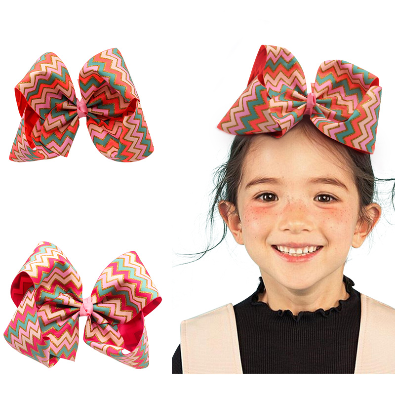 Decorative Butterfly Hair Bow Stripe Patterned Grosgrain Fabric Type