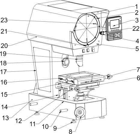 110V / 220V AC Vertical Profile Projector Rotation 360 Optical Measuring 0