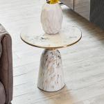 Stainless Steel White Marble Top Circular Coffee Table 50*50