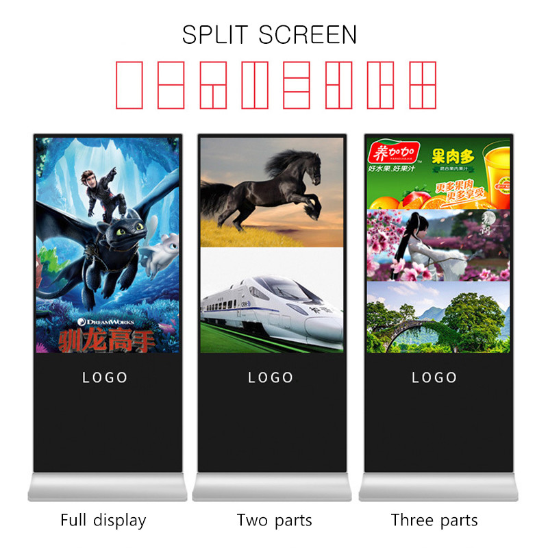 1920x1080P FHD Resolution Floor Standing Lcd Digital Signage Display With 500cd/M2 Brightness