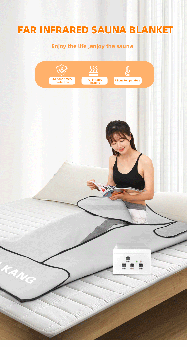 600watt Portable Spa Weight Loss And Detox Carbon Fiber Heating Pu Slimming 3 Zone Far Infrared Sauna Blanket