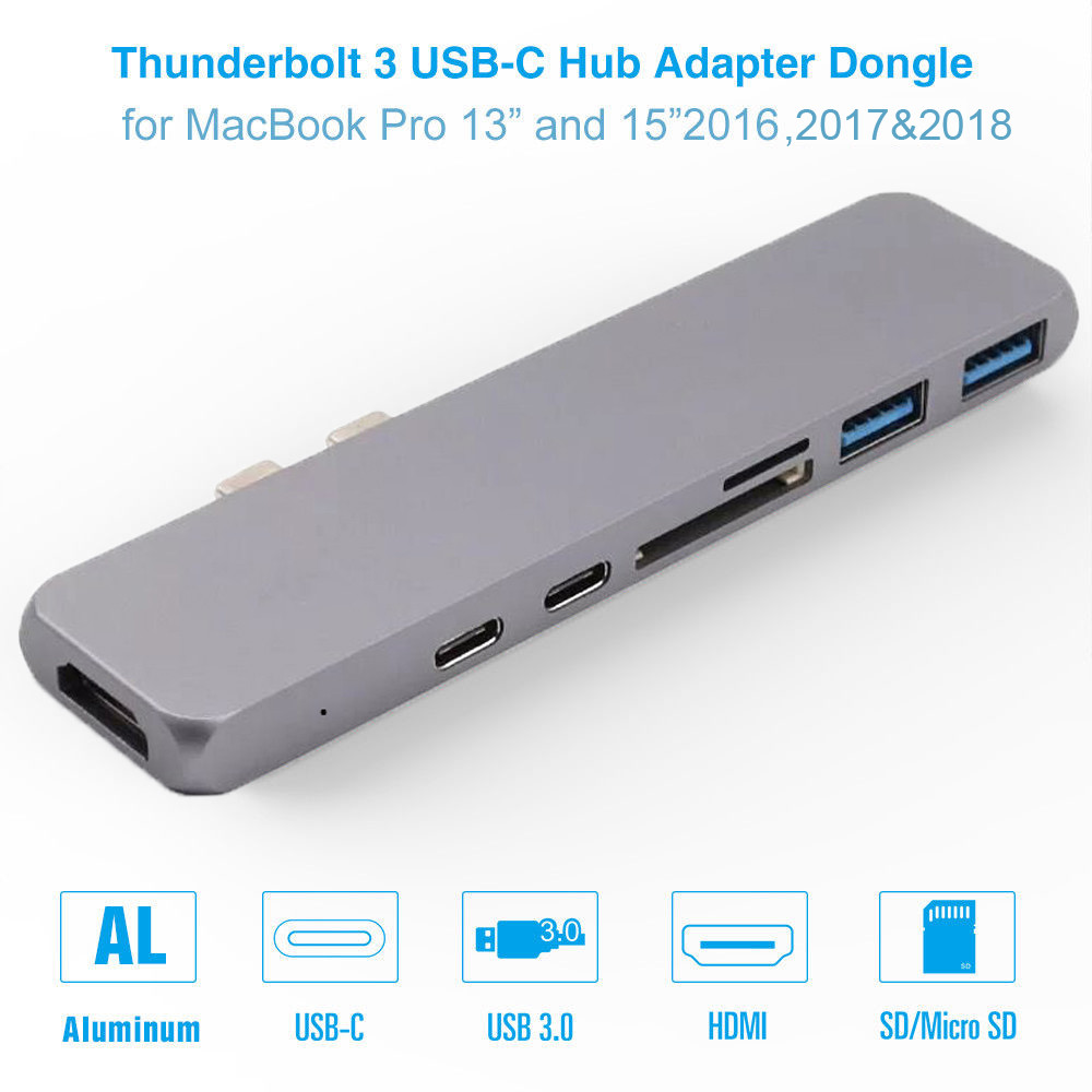 Multi Function 6 in 1 USB 3.0 Mini Adapter Hub Type-C USB3.0 USB-C Adapter Type C Hub