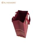 Eco friendly Red Paper Gift Bags One Wine Packaging Bags With Ribbon Handle