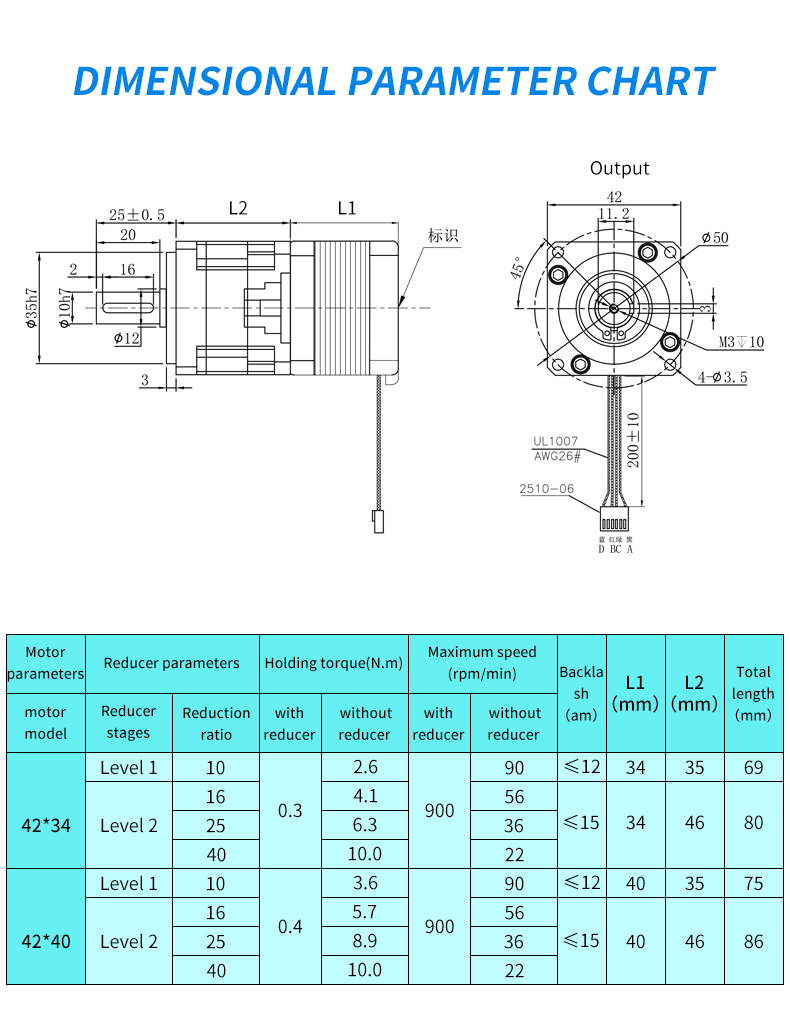 Umot Hybrid High Precision Motor Kit 42mmx34/42mmx40mm with Controller and Gearbox