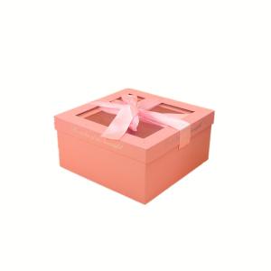 China 1000gsm Paperboard Cardboard Box With Window Lid Ribbon wholesale