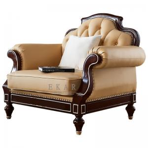 China Oak Wood Sofa Set American Living Room Leather Upholstery Sofa Set on sale