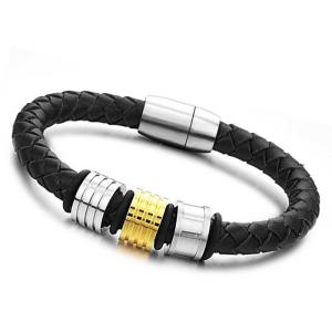 China Tagor Stainless Steel Jewelry Super Fashion Silicone Leather Bracelet Bangle TYSR028 wholesale