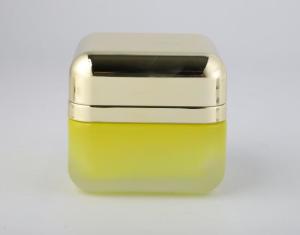 China Electroplate ISO9001 50g Square Glass Cosmetic Jars Cream Bottles OEM wholesale