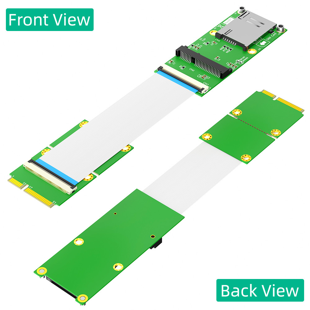 Mini PCI-E 52Pin To MPCIe Wireless Adapter Card With 1 SIM Slot FPC Cable For Test Wifi Module Or 3G 4G LTE WWAN Modem
